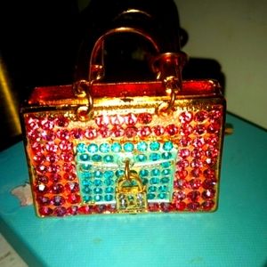 Adorable rhinestone handbag keychain
